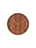 KARLSSON Wanduhr Pure, Dunkelbraun, Lindenholz,40x4.5cm(DxT),exkl.1xAA Batterie