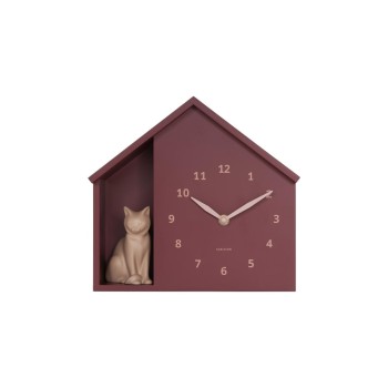 KARLSSON Horloge murale Wall clock Sitting Cat Burgundy Red KARLSSON Horloge murale Wall clock Sitting Cat Burgundy Red