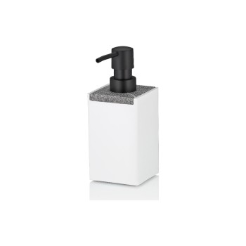 Kela Seifenspender Cube Weiss, Poly/Eichenholz, L7 / B7 / H17 cm Kela Seifenspender Cube Weiss, Poly/Eichenholz, L7 / B7 / H17 cm