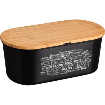 Kesper Brotbox mit Schneidebrett, PET/Bambus, Schwarz