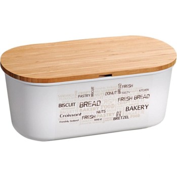 Kesper Brotbox mit Schneidebrett, PET/Bambus, Weiss