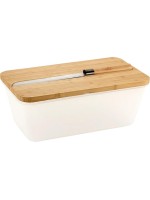 Kesper Brotbox mit Schneidebr. u. Messer, PP/Bambus, Weiss