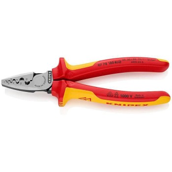 Knipex Crimpzange für Aderendhülsen 180 mm, Griffe isoliert Knipex Crimpzange für Aderendhülsen 180 mm, Griffe isoliert