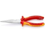 Knipex Flachrundzange with Schneide 200 mm, verchromt  isol. 1000V,Öse, gerade