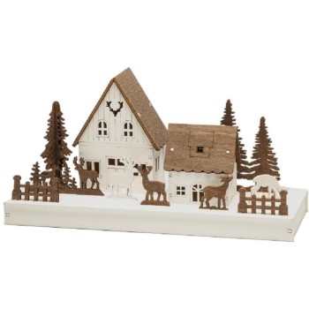 Konstsmide Poser Maisons forestières avec rennes 28 x 14 cm Konstsmide Poser Maisons forestières avec rennes 28 x 14 cm