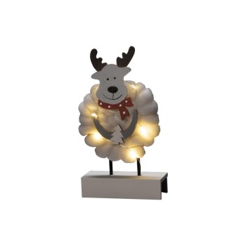 Konstsmide Figurine LED Élan, bois & coton, 6 LED Konstsmide Figurine LED Élan, bois & coton, 6 LED