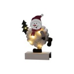 Konstsmide Figurine LED Bonhomme de neige, bois & coton, 6 LED