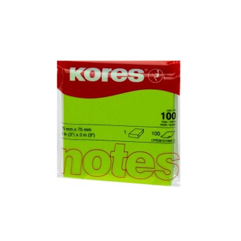 Kores Haftnotizen Neon Grün, 1 Block, 100 Blatt, 75 x 75 mm Kores Haftnotizen Neon Grün, 1 Block, 100 Blatt, 75 x 75 mm