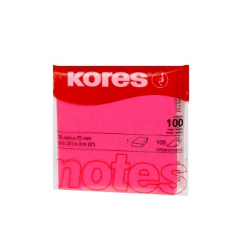 Kores Haftnotizen Neon Pink, 1 Block, 100 Blatt, 75 x 75 mm Kores Haftnotizen Neon Pink, 1 Block, 100 Blatt, 75 x 75 mm