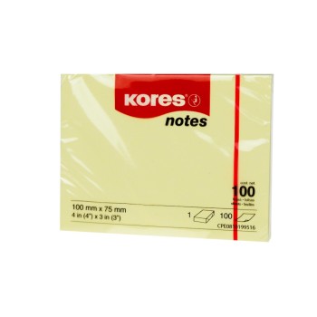 Kores Haftnotizen yellow 10075, 12x1 Block à 100 Blatt, 100 x 75 mm Kores Haftnotizen yellow 10075, 12x1 Block à 100 Blatt, 100 x 75 mm