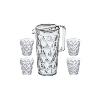 Koziol Karaffe CRYSTAL mit 4 Becher, Vol 1.6L, H: 24.5cm / Becher: 200ml, H: 9cm Koziol Karaffe CRYSTAL mit 4 Becher, Vol 1.6L, H: 24.5cm / Becher: 200ml, H: 9cm