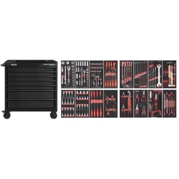 Kraftwerk Werkstattwagen BT900 247-teilig, mit 7 Schubladen / PB schwarz Kraftwerk Werkstattwagen BT900 247-teilig, mit 7 Schubladen / PB schwarz