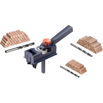 kwb Calibre de perçage pour chevilles avec chevilles en bois et foret hélicoïdal kwb Calibre de perçage pour chevilles avec chevilles en bois et foret hélicoïdal
