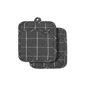 LADELLE Topflappen Eco Check, charcoal 21x21 cm 2 Stk.