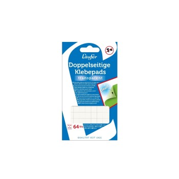 Läufer Klebepad doppelseitig transprent, 64 Stück, 10x10 mm Läufer Klebepad doppelseitig transprent, 64 Stück, 10x10 mm