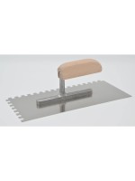 Laser & Tools Truelle lisse 8 x 8 dentée avec manche en bois 280 x 130 mm, inoxydable