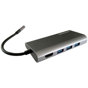 LC Power LC-HUB-C-multi-5, USB3/HDMI/PD/SD, silber, Type-C PD, je 1x USB3/HDMI/DP/SD