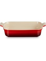 Le Creuset Plat à gratin Tradition, 32 cm Angulaire, Rouge cerise