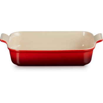 Le Creuset Plat à gratin Tradition, 32 cm Angulaire, Rouge cerise
