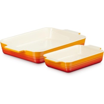 Le Creuset Lot de plats à gratin Angulaire, Orange/Rouge