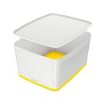 Leitz Boîte de rangement MyBox WOW Grand, jaune; blanc, couvercle