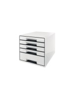 Leitz Boîte à tiroirs WOW Cube 5 tiroirs, blanc/noir
