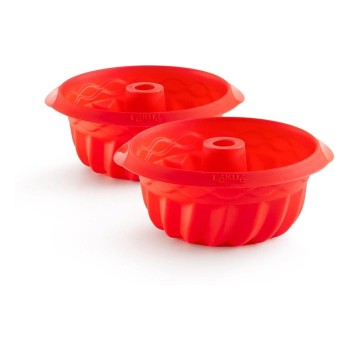 Lékué Moule à Kouglof Silicone, Rouge, set de 2