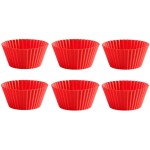 Lékué Moule à muffins Silicone, Rouge, set de 6
