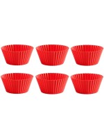 Lékué Moule à muffins Silicone, Rouge, set de 6