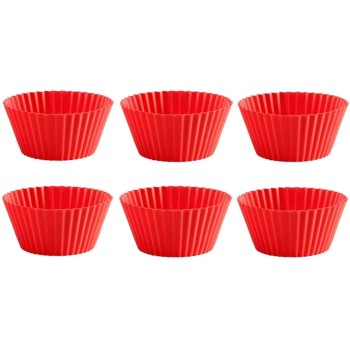 Lékué Moule à muffins Silicone, Rouge, set de 6