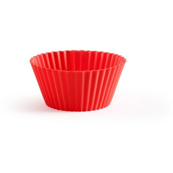 Lékué Moule à muffins Silicone, Rouge, set de 12