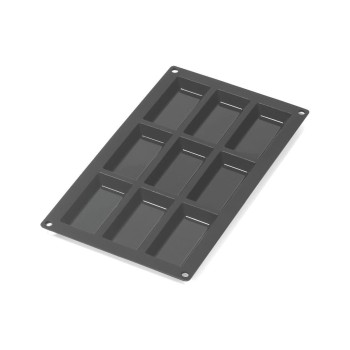 Lékué Moule à financiers en silicone, Noir, 9 alvéoles