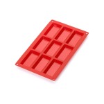 Lékué Moule à financiers en silicone, Rouge, 9 alvéoles