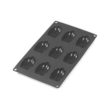 Lékué Boîte à madeleine Silicone, Noir, 9 alvéoles