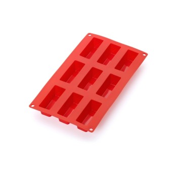 Lékué Moule à gâteau Silicone, Rouge, 9 alvéoles