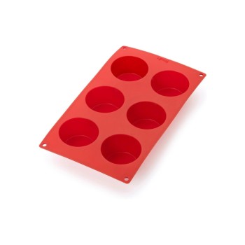 Lékué Moule à muffins Silicone, Rouge, 6 alvéoles