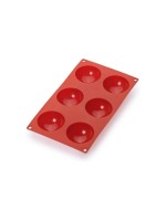 Lékué Moule de cuisson Demi-sphère, silicone, Rouge, 6 alvéoles