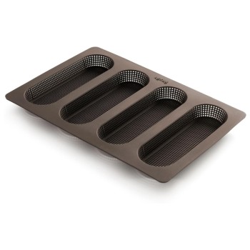 Lékué Moule de cuisson Mini baguette, silicone, marron