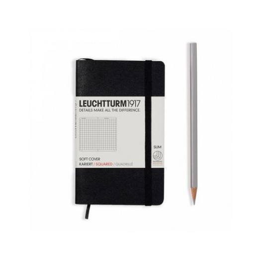 Leuchtturm Carnet de notes Pocket A6, À carreaux, Noir