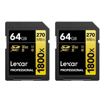 Lexar Professional SDXC1800x UHS-II 2x 64GB, Lesen 280 MB/s, Schreiben 210 MB/s Lexar Professional SDXC1800x UHS-II 2x 64GB, Lesen 280 MB/s, Schreiben 210 MB/s