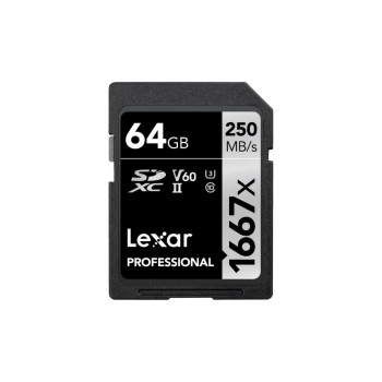 Lexar Professional SDXC 1667x UHS-II 64GB, Lesen 250 MB/s, Schreiben 120 MB/s Lexar Professional SDXC 1667x UHS-II 64GB, Lesen 250 MB/s, Schreiben 120 MB/s
