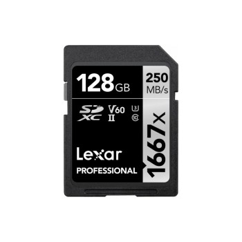Lexar Professional SDXC 1667x UHS-II 128GB, Lesen 250 MB/s, Schreiben 120 MB/s Lexar Professional SDXC 1667x UHS-II 128GB, Lesen 250 MB/s, Schreiben 120 MB/s