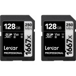 Lexar Professional SDXC 1667x UHS-II 2x128G, read 250 MB/s, write 120 MB/s