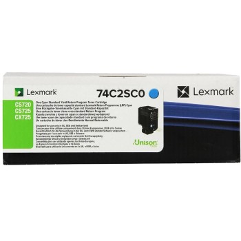 Toner Lexmark 74C2SC0 cyan, 7'000pages, Lexmark CS720x, CS725, CX725x Toner Lexmark 74C2SC0 cyan, 7'000pages, Lexmark CS720x, CS725, CX725x