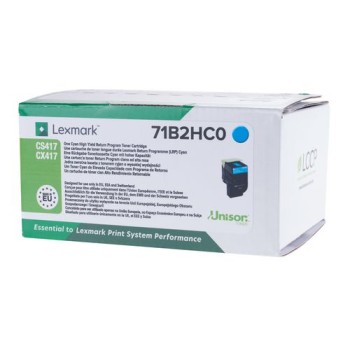 Toner Lexmark 71B2HC0 cyan, 3'500 pages, Lexmark CS/CX, 417, 517 Toner Lexmark 71B2HC0 cyan, 3'500 pages, Lexmark CS/CX, 417, 517