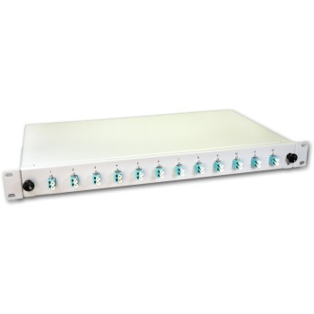 Lightwin 19 1HE Spleissbox, Multimode, OM3, 12x DLC MM Kupplung aqua, 2x12 LC/UPC Pigta Lightwin 19 1HE Spleissbox, Multimode, OM3, 12x DLC MM Kupplung aqua, 2x12 LC/UPC Pigta