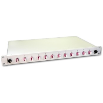 Lightwin 19 1HE Spleissbox, Multimode, OM4, 12x DLC MM Kupplung violett, 2x12 LC/UPC Pi Lightwin 19 1HE Spleissbox, Multimode, OM4, 12x DLC MM Kupplung violett, 2x12 LC/UPC Pi