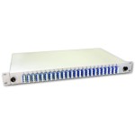 Lightwin 19 1HE Spleissbox, Singlemode,OS2, 24x QLC SM Kupplung blue, 8x 12 LC Pigtails