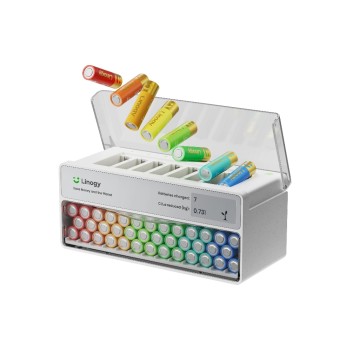 Linogy Chargeur Chargeur AA AAA 8 positions, avec testeur de piles, blanc Linogy Chargeur Chargeur AA AAA 8 positions, avec testeur de piles, blanc