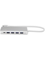 LMP USB-C Hub, 4xUSB-A, 3xUSB-C, Silber, Aluminium, Ladefunktion, extern Netzteil